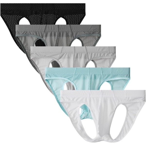 2025 Senaste Modell Herr 5-Pack Jockstrap Sömlösa Underkläder Stringkalsonger Mesh Jock Strap Atletisk Support 5-pack Large