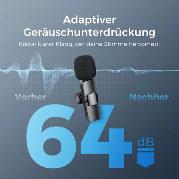 Lavalier-mikrofon, mini-lavalier-mikrofon, trådløs Bluetooth-forbindelse, kompatibel med iPhone/Android-systemer, understøtter videoplatforme som