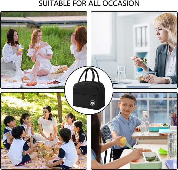 Liten 6L isolerad lunchväska med foliefoder, mini isolerad väska, isolerad lunchlåda med foliefoder, bärbar isolerad väska, vikbar, lämplig