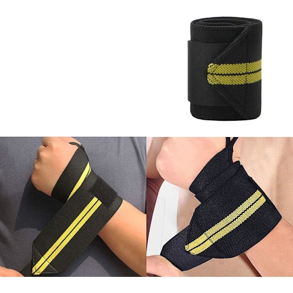 Sport Wrist Vikt Lyft Rem Fitness Gym Wrap Bandage Hand Support Armband Ultra Tunn Armbågsstöd Gult