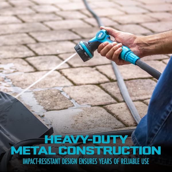 102 Heavy-Duty Metal Multi-Function Hose Nozzle with Smart Throttle and 7 Sprayer Patterns