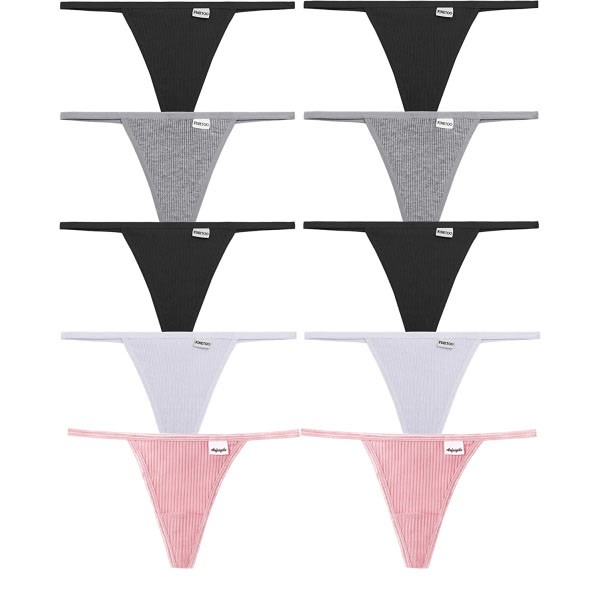 10-pack stringtrosor för kvinnor Stretchtrosor i bomull Light Color-10pack L