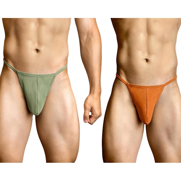 2025 Senaste Modell Jock Strap Herr Tanga Underkläder G-String Bomull Andningsbara Kalsonger för Manliga Atletiska Stöd 2st - grön & Orange