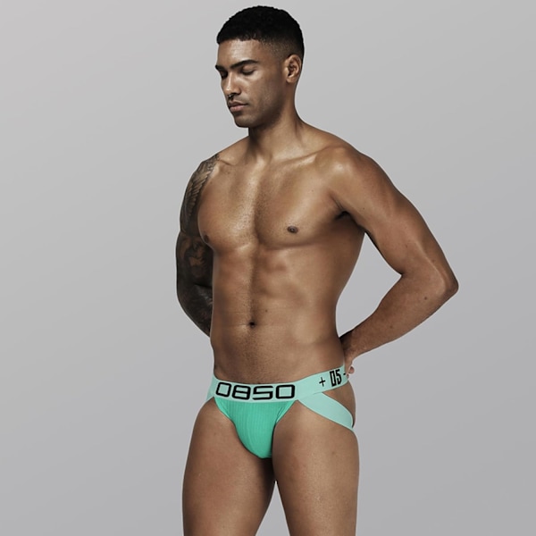2025 Senaste Modell Herr Sexig Jockstrap Atletisk Stöd Breathable Bomull Tanga Performance Midjeband Påse Underkläder Cyanblå Medium