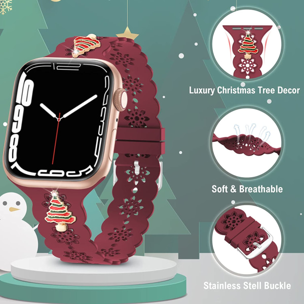 Julband till Apple Watch, Kompatibelt med 38mm Wine Red/Christmas Tree 38mm/40mm/41mm