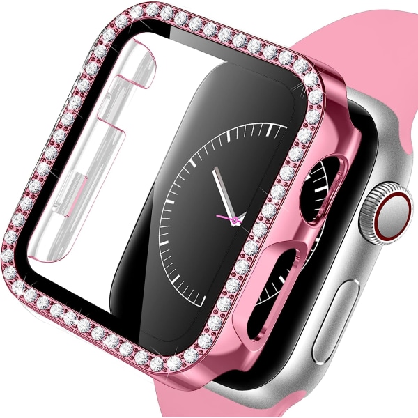 Hårt case för Apple Watch 44Mm, Bling Diamonds med skärmskydd Rose Pink 44mm