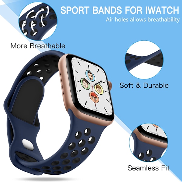 4-pack Sportband Kompatibla med Apple Watch 41 mm 40 mm 4pcs 2 42mm/44mm/45mm/49mm S/M