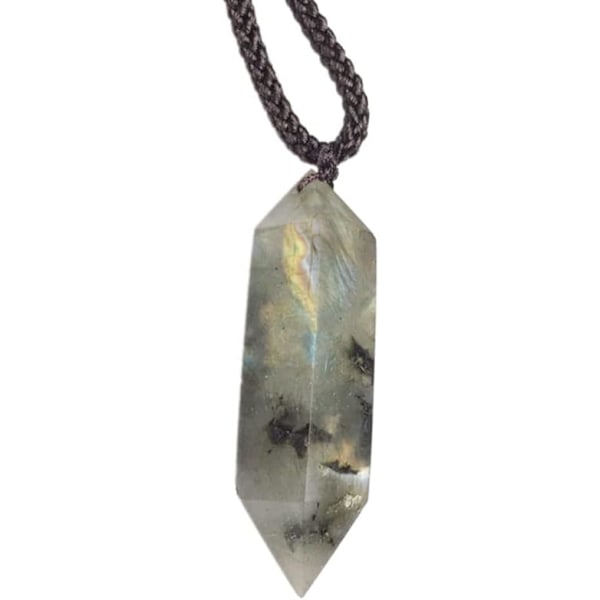 Naturliga Healing Crystal Hängsmycken, Dubbelspetsade Ädelstenshänge Halsband Chakras