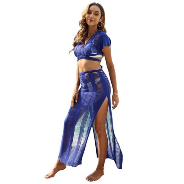 Sexig strandklänning med slits blue M