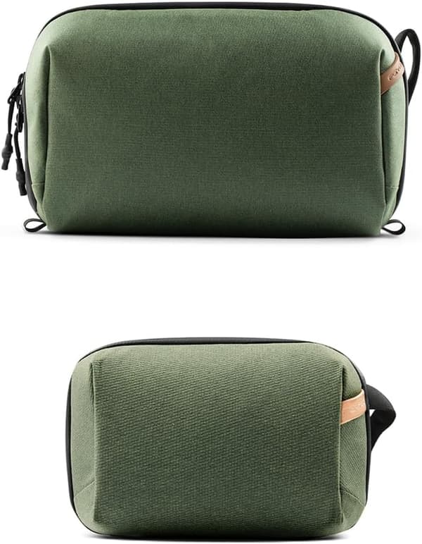 Vaskepose Toalettmappe Mini Tech Tilbehørsveske Elektronikk Organizer Bag, Grønn