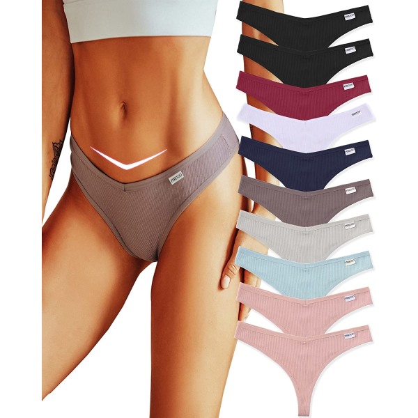 10-pack T-stringtrosor för kvinnor i bomull Thongs 10pack L