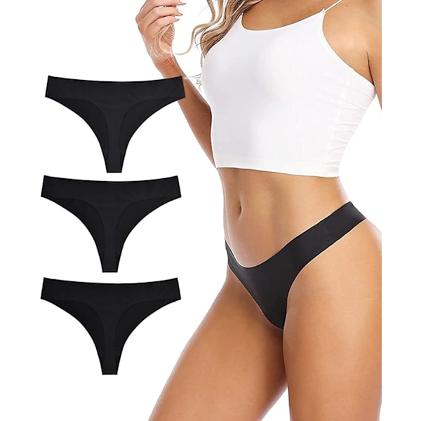 2025 Senaste Modell Dam Trosor Sömlösa Stringtrosor Osynliga G-string Underkläder Svart (3-pack) 8