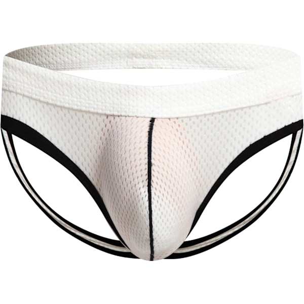 2025 Senaste Modell Herr Jockstrap Sexiga Underkläder Atletiska Stöd Mesh Jock Straps Man Vit Medium
