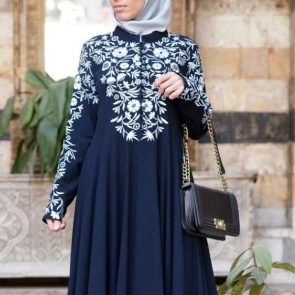 Muslimsk långärmad kjol för kvinnor med printed grey