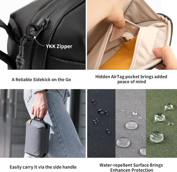Vaskepose Toalettmappe Mini Tech Tilbehørsveske Elektronikk Organizer Bag, Grønn