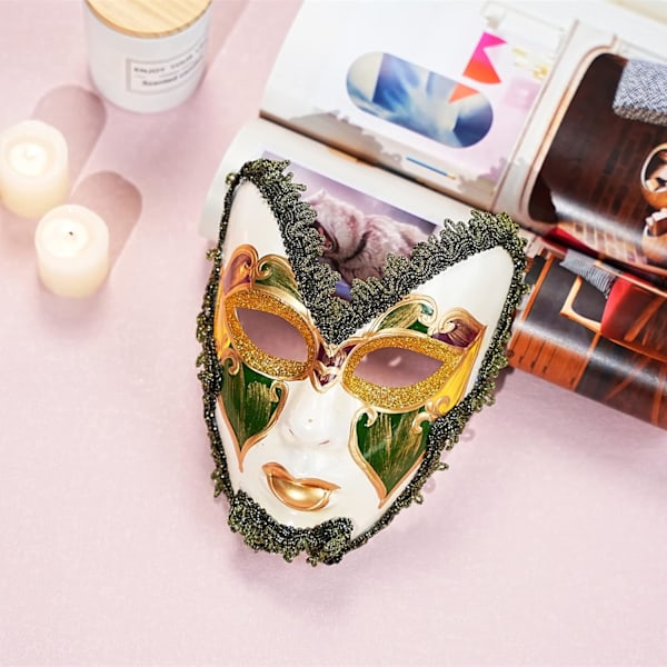2025 Senaste Modell  Venetiansk Maskeradmask på Pinne Mardi Gras Kostym Halvt Ansikte Halloween Jul Karneval Handhållen Pinne Fest