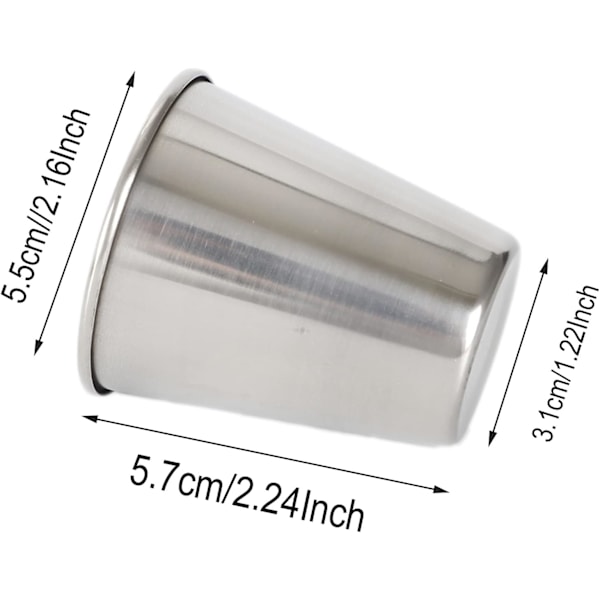 6 st 70 ml Rostfritt Stål Skottglas för Öl och Vin (6-pack - 70 ml) 6 st - 70 ml