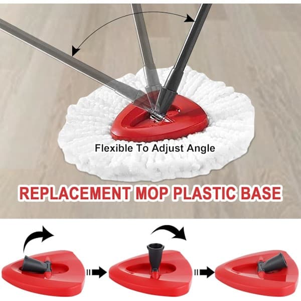 Rødt Spin Mop Erstatningshode for Vileda Mopp, Triangel Spin