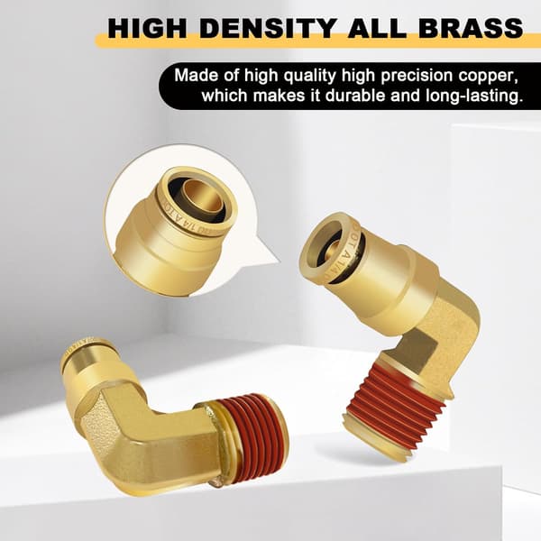 1/4 albue DOT messing push-to-connect luftslangefittings (5 stk.)