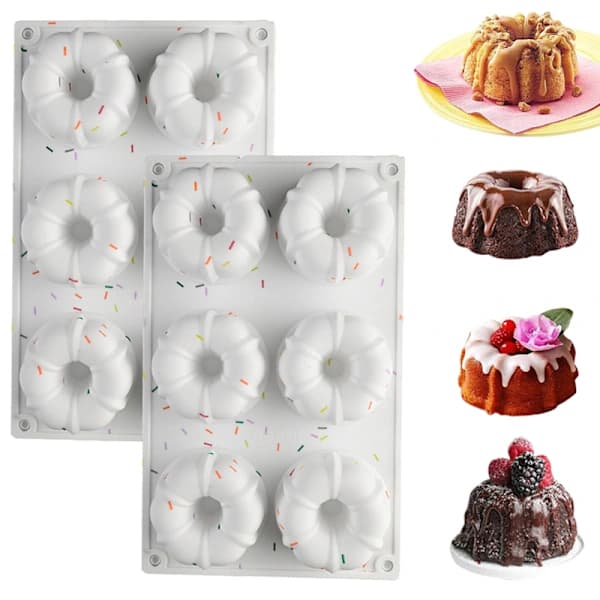 2 stk Mini Bundt Kakeform Hvit