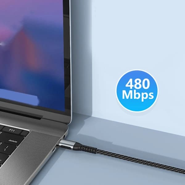 Snabbladdningskabel 100W USB C till USB C Datakabel 480Mbps Dataöverföring 2m