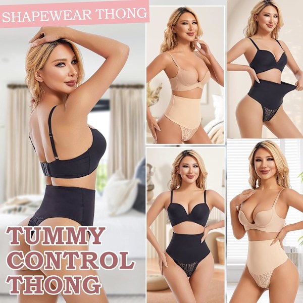 2025 Senaste Modell  Tummy Control Stringtrosa Shapewear för Kvinnor Höga Sömlösa Trosor Body Shaper Girdle Trosa Spets Formande Underkläder