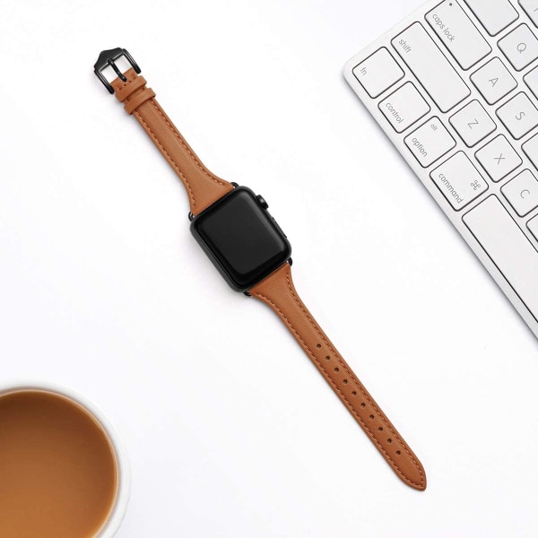 Läderband Kompatibla med Apple Watch Band 38mm 40mm Brown/Black 38mm 40mm 41mm