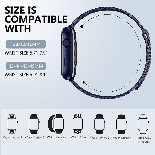 Metallband kompatibelt med Apple Watch -band 40 mm 38 mm 41 mm Blue 42/44/45/49mm