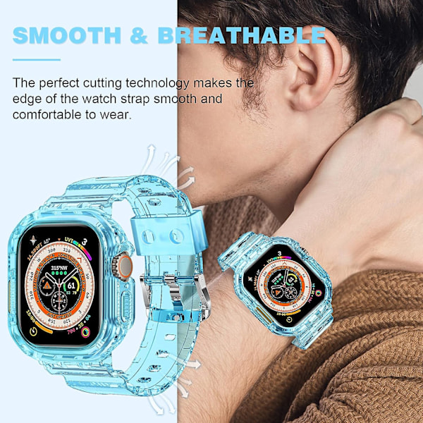 Kompatibel med Crystal Clear Apple Watch-band Blue 49mm 49mm