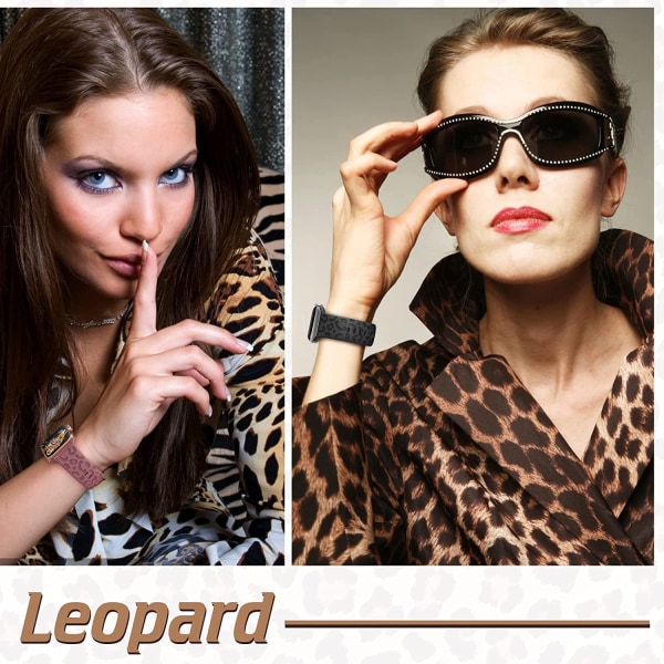 6-pack leopardgraverat band som är kompatibelt med Apple Watch 6pcs 7 42mm/44mm/45mm/49mm