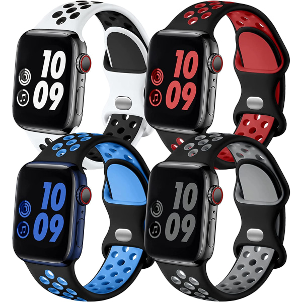 4-pack sportband som är kompatibla med Apple Watch 41mm 40mm 4pcs 6 38mm/40mm/41mm M/L