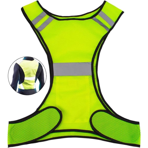 Reflekterande säkerhetsväst för löpning - hög synlighet med ficka