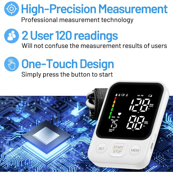 2025 Senaste Modell Blodtrycksmätare Överarmsmaskin Sphygmomanometer Exakt Justerbar Manuell BP Manschett Kit LED Bakgrundsbelyst Display