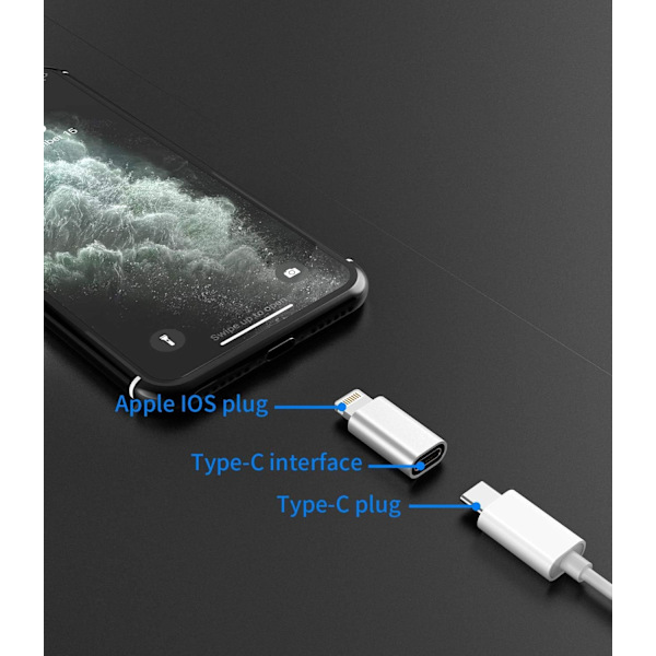 Högkvalitativt, helt nytt 4-pack USB C Hona till Lightning Hane Adapter för iPhone 12 11 mini XR/XS/SE/7/8/X/Plus/Pro Max Ipad Air Mi