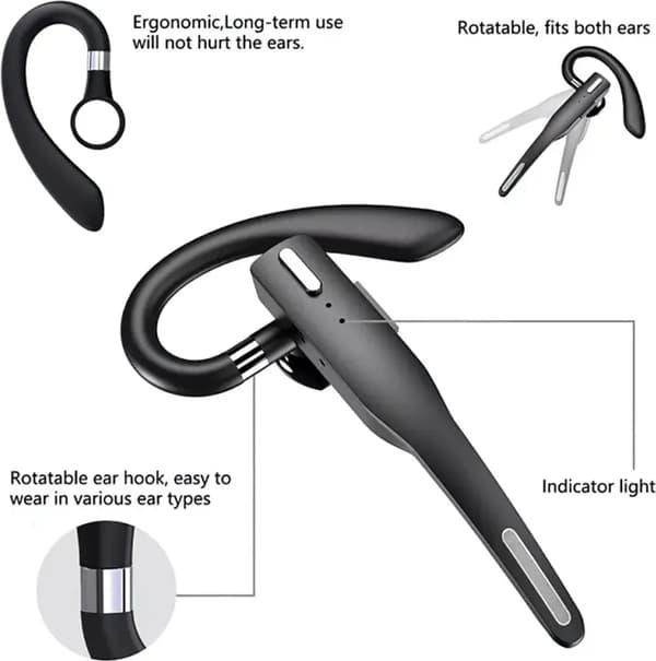 Trådløst lastebilsjåfør-headset, Bluetooth 5.1, ørepropper, dobbel mikrofon, støydemping