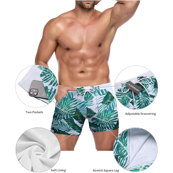 2025 Senaste Modell Herr Badbyxor Camo Snabbtorkande Herr Badshorts Trunkar med Fickor Pat2 X-Large
