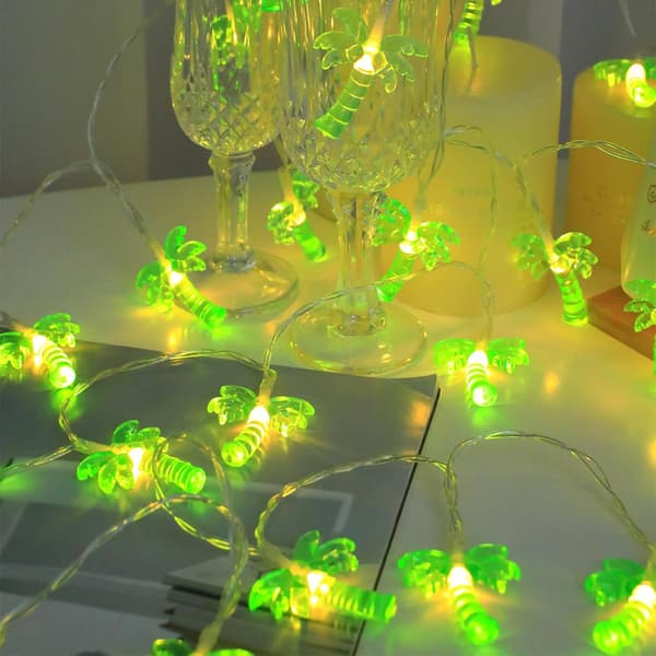 -palm tree string, 3 m, 20 LED, 3D crystal, green palm trees, battery-operated light string, summer string for Hawaiian party, summer parties, beach