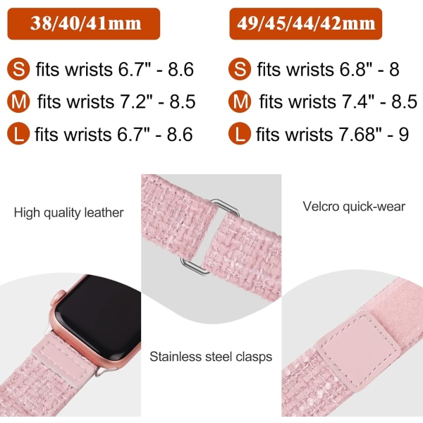 Elegant Tweed Fapic Solo Loop Armband Kompatibel med Apple Watch Band