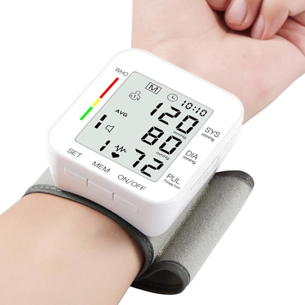 2025 Senaste Modell Blodtrycksmätare för Handleden Stor LCD-Skärm BP-Maskin Justerbar Manschett 13,5-19,5 cm Automatisk 99x2 Uppsättningar Minne