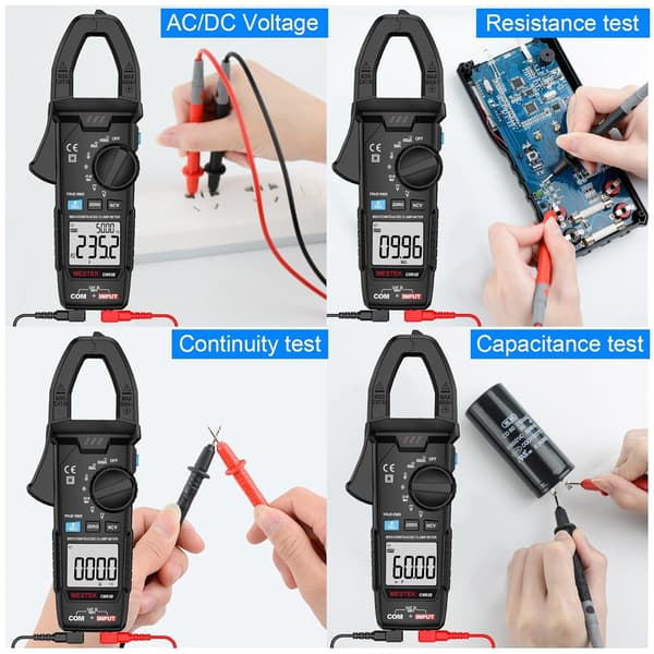 2025 Siste Modell Digital Klem-meter Multimeter TRMS 6000 Teller Spenningstester Amp Volt Meter, Auto-Rangerende Voltmeter Måler NCV AC DC