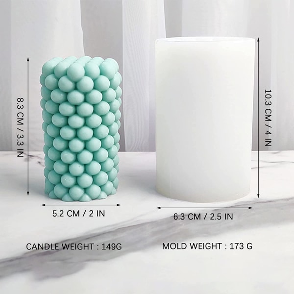 Cylinder Silikon Ljus Molds Pillar Cube Bubble Geometrisk Geometric Bubble