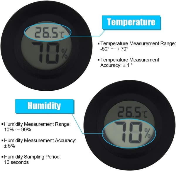Krybdyrtermometer Hygrometer - Digital Måler til Terrarier