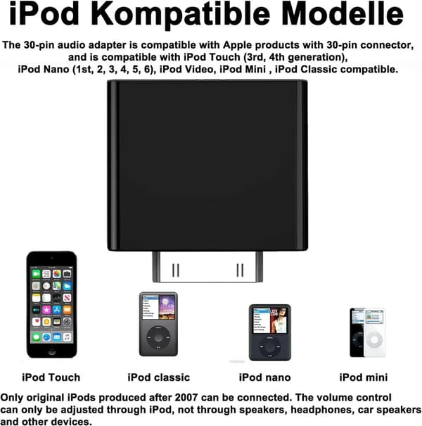 Bluetooth-sender til iPod Classic, plug-and-play Bluetooth-adapterstik til iPod Classic 160 GB, Bluetooth-adapter kompatibel med iPod Clas