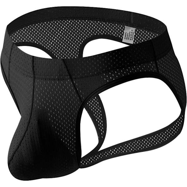 2025 Senaste Modell Herrkalsonger Underkläder Atletiskt Stöd Andningsbar Jock Strap Träning Sexig Tanga G-String Bnt Svart Large