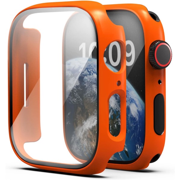 för Apple Watch 44 mm Bumper Case med skärm Orange 44mm