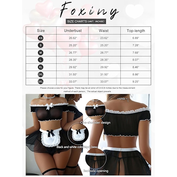 2025 Senaste Modell Sexiga Strumpor Mini Kjol Mesh Transparent Spets Cosplay Kostym Outfit Underkläder med Stringtrosor Set 4 Delar Svart Medium