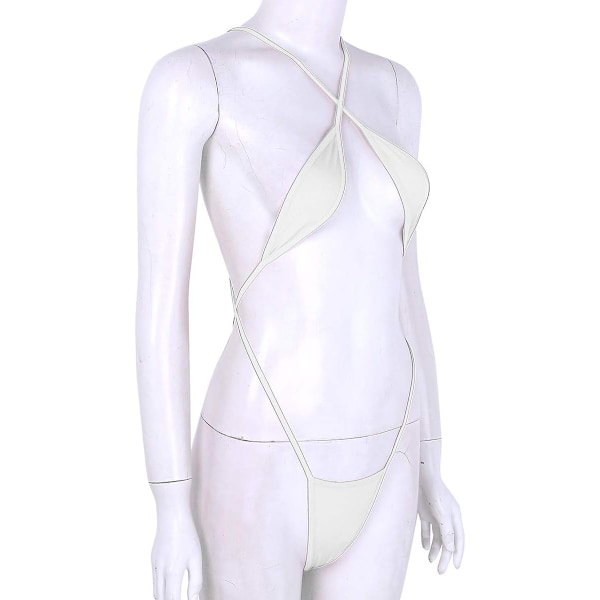 Sexig Mini Bikini Stringtrosa i Sling Shot-modell för Dam, Hel Baddräkt Teddy Bodysuit Strandkläder  Vit  One Size