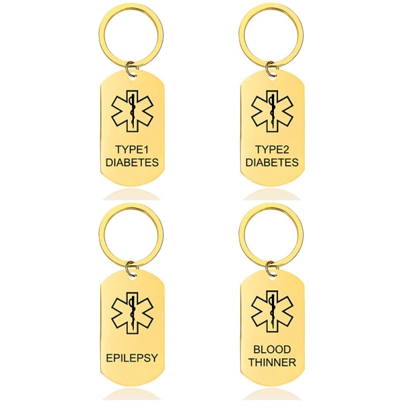 4 nyckelringar hängande medicinsk logotyp metall nyckelring graverad gåva