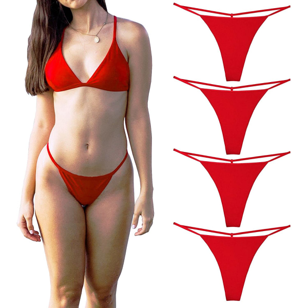 Bomullstrosa G-string för kvinnor T-rygg G-string underkläder Red XS