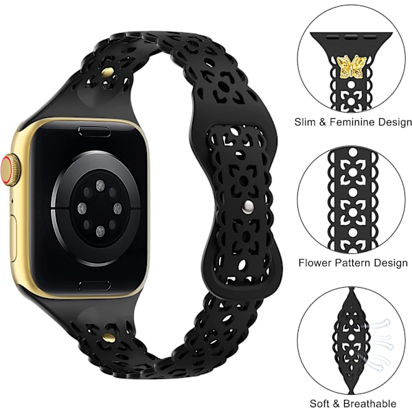 4-pack Spetsband i silikon, kompatibel med Apple Watch-band 4pcs 5 42mm/44mm/45mm/49mm